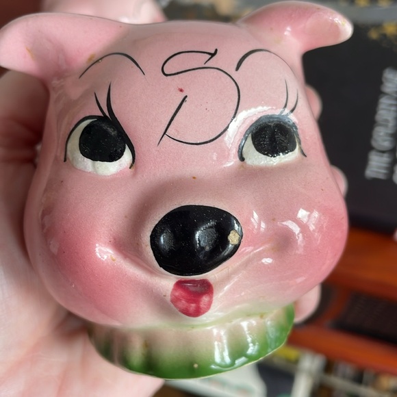VINTAGE PINK PIG PIGGY HEADS FIGURAL S&P SHAKERS - Picture 6 of 11